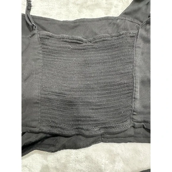 Free People Halter Top Women's Size Large Black One Shoulder Stretch Tie Off EUC - Picture 6 of 10